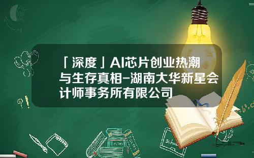 「深度」AI芯片创业热潮与生存真相-湖南大华新星会计师事务所有限公司