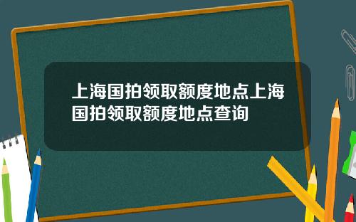 上海国拍领取额度地点上海国拍领取额度地点查询