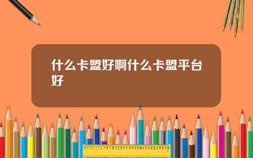 什么卡盟好啊什么卡盟平台好
