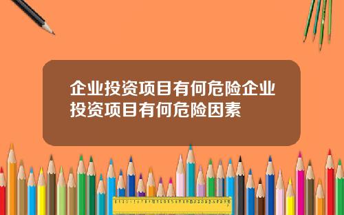 企业投资项目有何危险企业投资项目有何危险因素