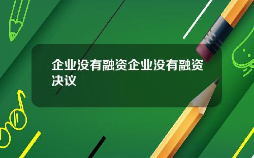 企业没有融资企业没有融资决议