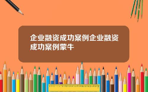 企业融资成功案例企业融资成功案例蒙牛