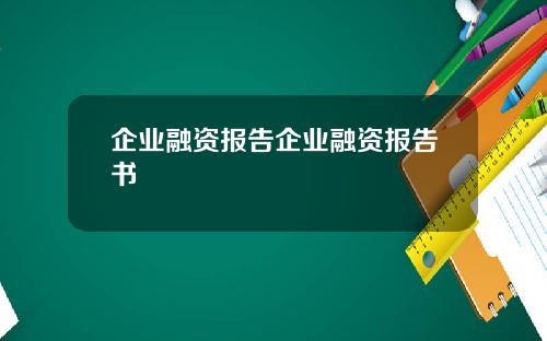 企业融资报告企业融资报告书