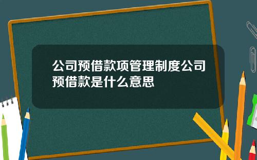 公司预借款项管理制度公司预借款是什么意思