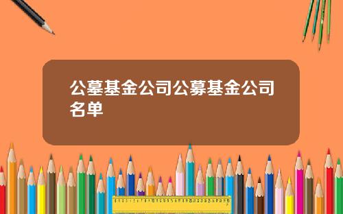 公墓基金公司公募基金公司名单