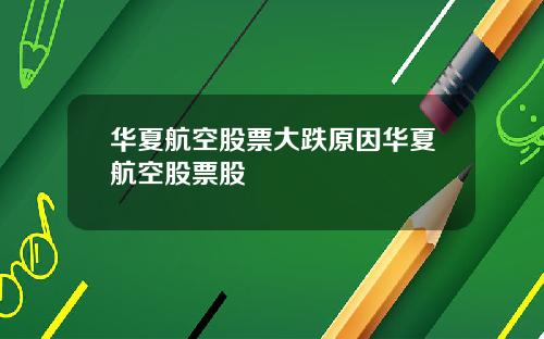 华夏航空股票大跌原因华夏航空股票股