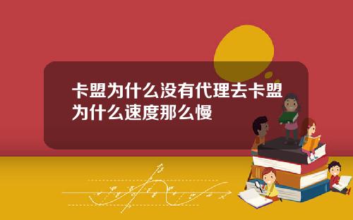 卡盟为什么没有代理去卡盟为什么速度那么慢