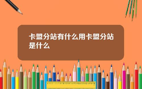 卡盟分站有什么用卡盟分站是什么