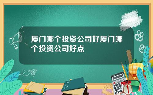 厦门哪个投资公司好厦门哪个投资公司好点
