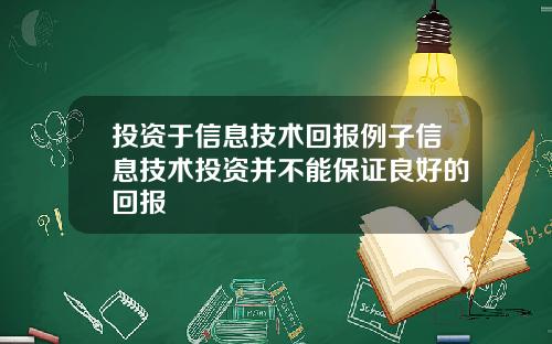 投资于信息技术回报例子信息技术投资并不能保证良好的回报