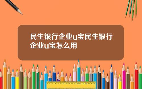 民生银行企业u宝民生银行企业u宝怎么用