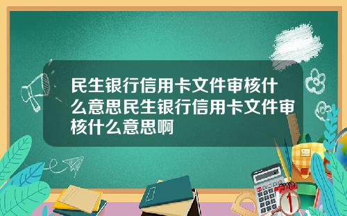 民生银行信用卡文件审核什么意思民生银行信用卡文件审核什么意思啊