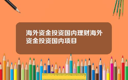 海外资金投资国内理财海外资金投资国内项目