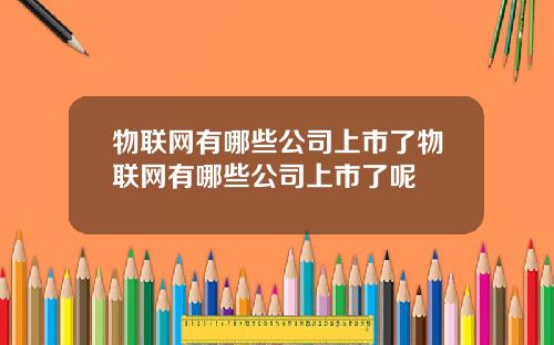 物联网有哪些公司上市了物联网有哪些公司上市了呢