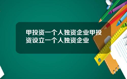 甲投资一个人独资企业甲投资设立一个人独资企业