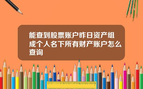 能查到股票账户昨日资产组成个人名下所有财产账户怎么查询