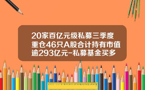 20家百亿元级私募三季度重仓46只A股合计持有市值逾293亿元-私募基金买多少股票