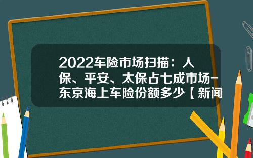 2022车险市场扫描：人保、平安、太保占七成市场-东京海上车险份额多少【新闻】