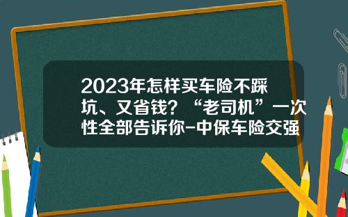 2023年怎样买车险不踩坑、又省钱？“老司机”一次性全部告诉你-中保车险交强险多少钱