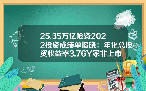 25.35万亿险资2022投资成绩单揭晓：年化总投资收益率3.76%59家非上市寿险净利缩水400亿-投资收益多少