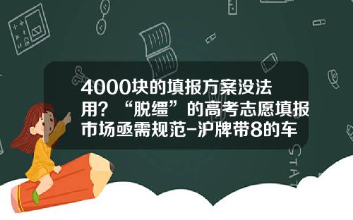 4000块的填报方案没法用？“脱缰”的高考志愿填报市场亟需规范-沪牌带8的车牌多少钱【新闻】