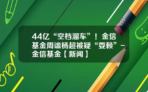 44亿“空档溜车”！金信基金周谧杨超被疑“耍赖”-金信基金【新闻】
