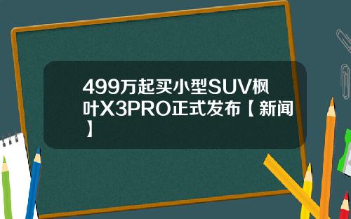 499万起买小型SUV枫叶X3PRO正式发布【新闻】