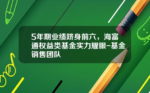 5年期业绩跻身前六，海富通权益类基金实力耀眼-基金销售团队