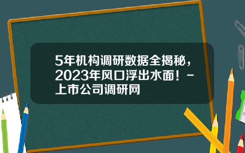 5年机构调研数据全揭秘，2023年风口浮出水面！-上市公司调研网