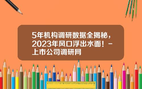 5年机构调研数据全揭秘，2023年风口浮出水面！-上市公司调研网