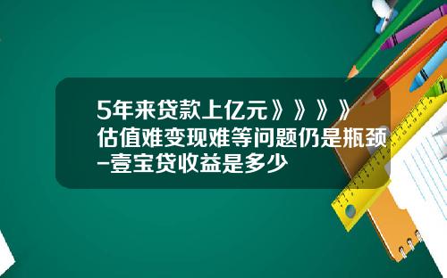 5年来贷款上亿元》》》》估值难变现难等问题仍是瓶颈-壹宝贷收益是多少