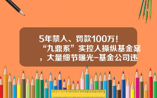 5年禁入、罚款100万！“九鼎系”实控人操纵基金案，大量细节曝光-基金公司违规