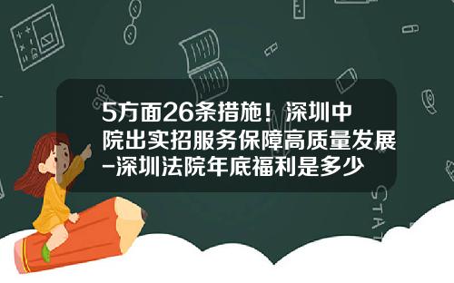 5方面26条措施！深圳中院出实招服务保障高质量发展-深圳法院年底福利是多少