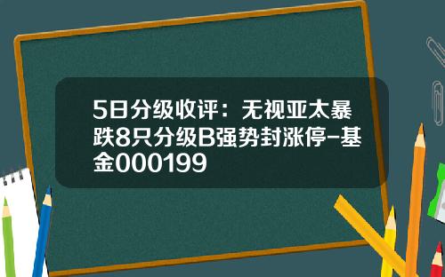 5日分级收评：无视亚太暴跌8只分级B强势封涨停-基金000199