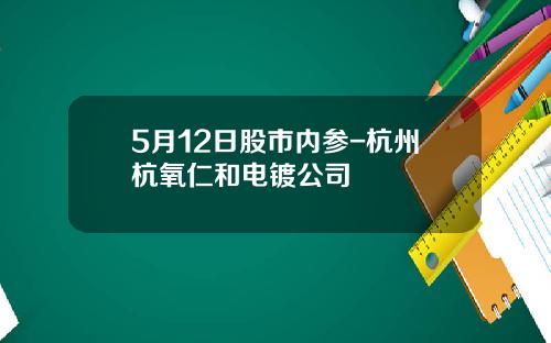 5月12日股市内参-杭州杭氧仁和电镀公司