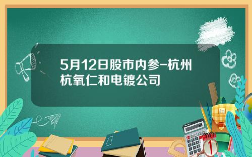 5月12日股市内参-杭州杭氧仁和电镀公司