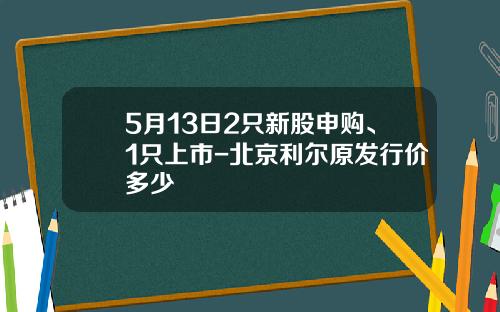5月13日2只新股申购、1只上市-北京利尔原发行价多少