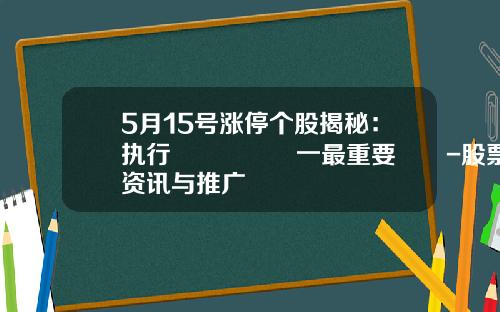5月15号涨停个股揭秘：执行🈴️一最重要‼️-股票资讯与推广