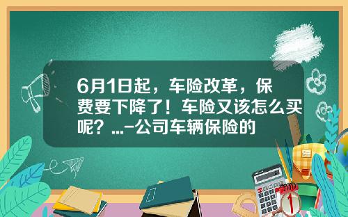6月1日起，车险改革，保费要下降了！车险又该怎么买呢？...-公司车辆保险的缴纳【新闻】
