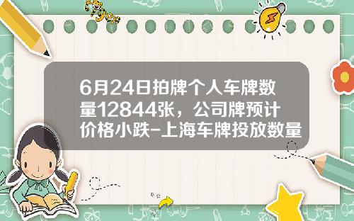 6月24日拍牌个人车牌数量12844张，公司牌预计价格小跌-上海车牌投放数量每月多少【新闻】
