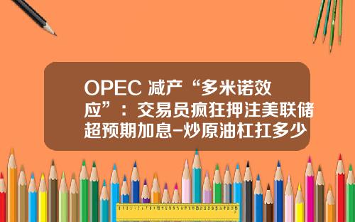OPEC+减产“多米诺效应”：交易员疯狂押注美联储超预期加息-炒原油杠扛多少倍