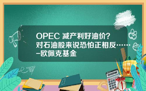 OPEC+减产利好油价？对石油股来说恐怕正相反……-欧佩克基金