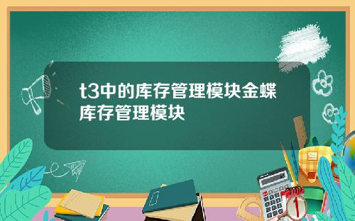 t3中的库存管理模块金蝶库存管理模块