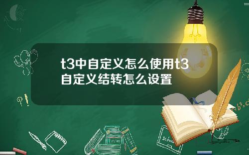 t3中自定义怎么使用t3自定义结转怎么设置