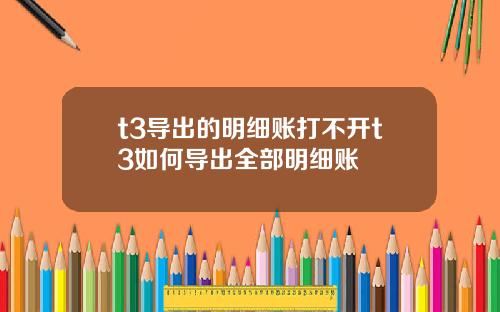 t3导出的明细账打不开t3如何导出全部明细账