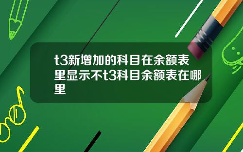 t3新增加的科目在余额表里显示不t3科目余额表在哪里