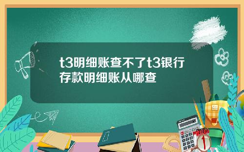 t3明细账查不了t3银行存款明细账从哪查