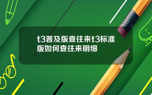 t3普及版查往来t3标准版如何查往来明细