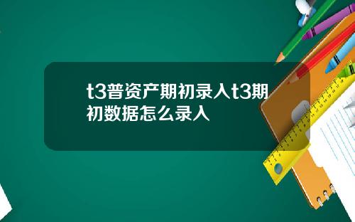 t3普资产期初录入t3期初数据怎么录入