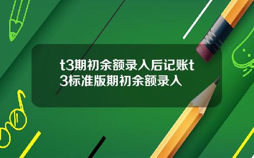 t3期初余额录入后记账t3标准版期初余额录入